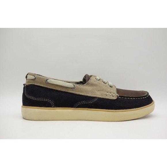 Clarks 1825 mens size - Gem Clarks 1825 Brown Navy Blue Leather Casual Slip On Deck Loafers Shoes Men\'s 8 M